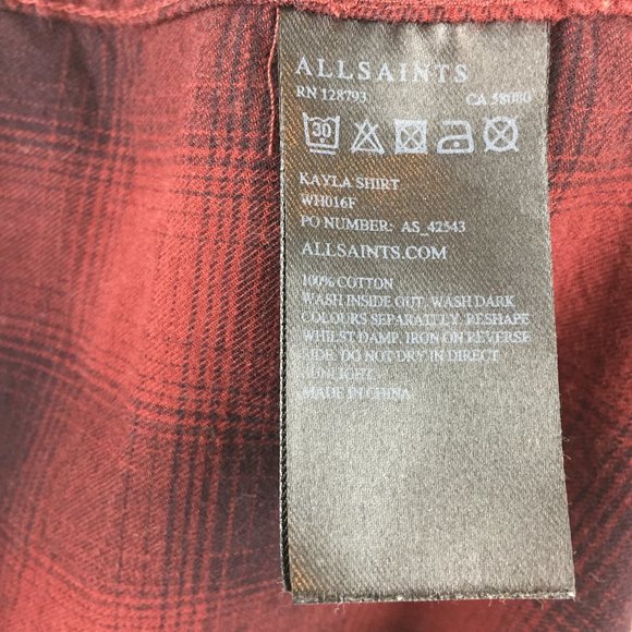 Allsaints Kayla Shirt Crossover Plaid Flannel 4 - Picture 8 of 9
